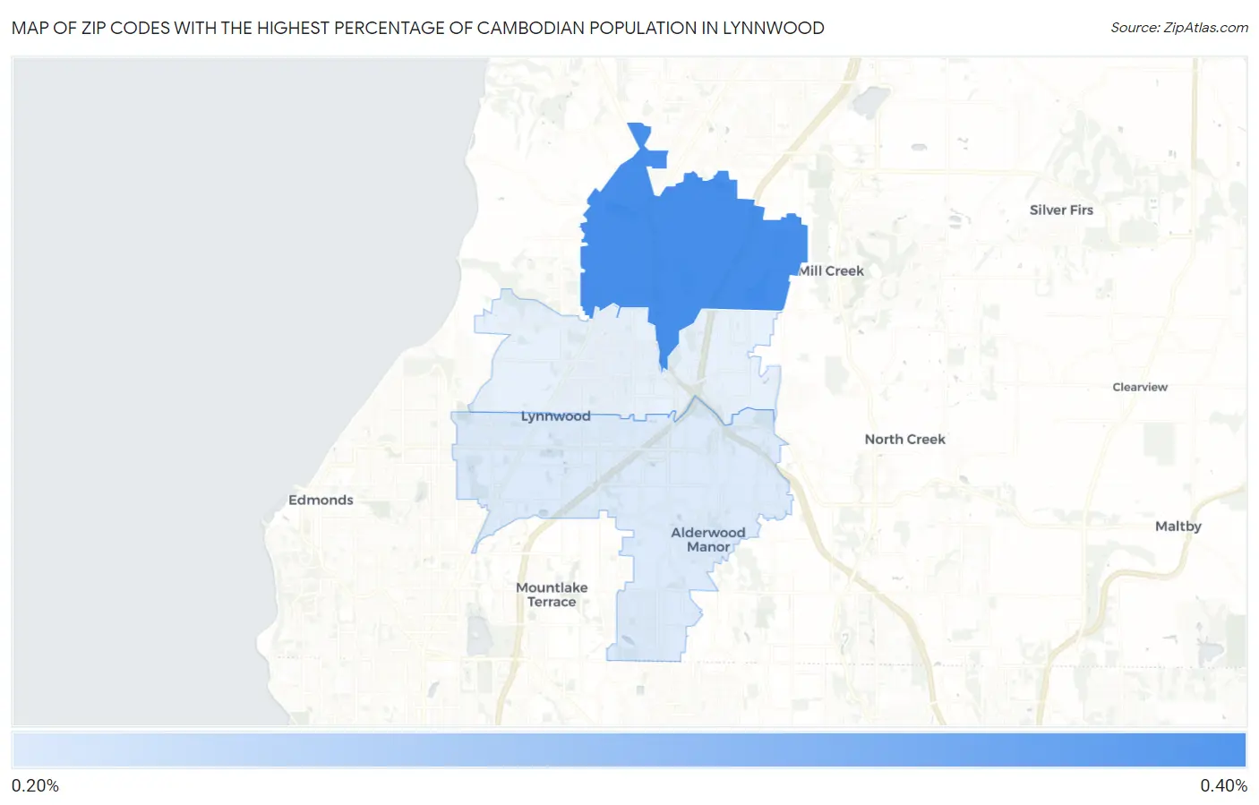 Zip Codes with the Highest Percentage of Cambodian Population in Lynnwood Map