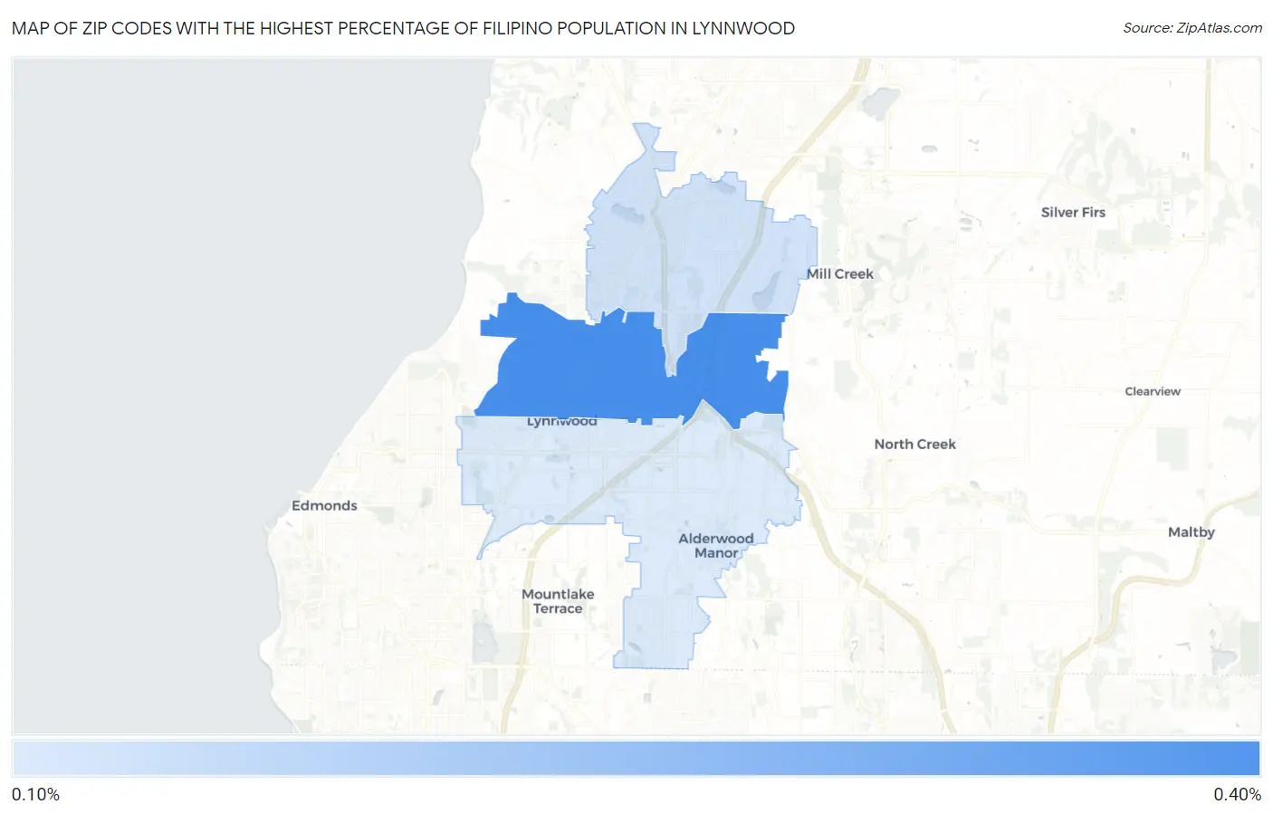 Zip Codes with the Highest Percentage of Filipino Population in Lynnwood Map