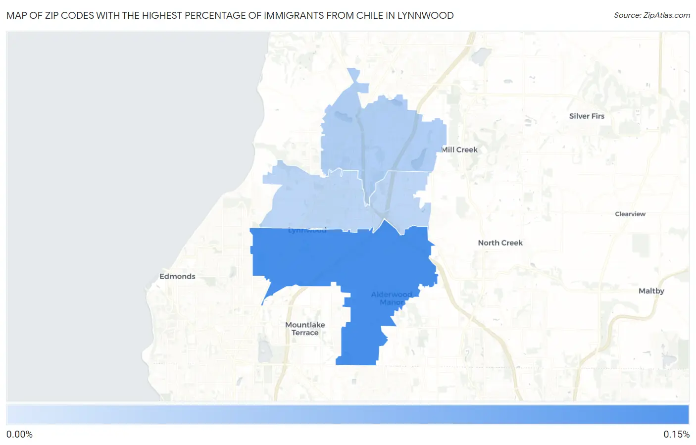 Zip Codes with the Highest Percentage of Immigrants from Chile in Lynnwood Map