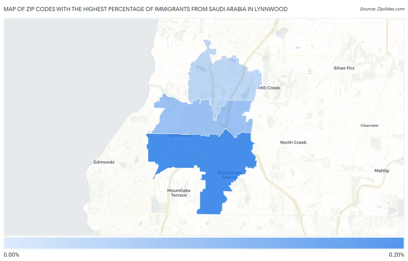 Zip Codes with the Highest Percentage of Immigrants from Saudi Arabia in Lynnwood Map