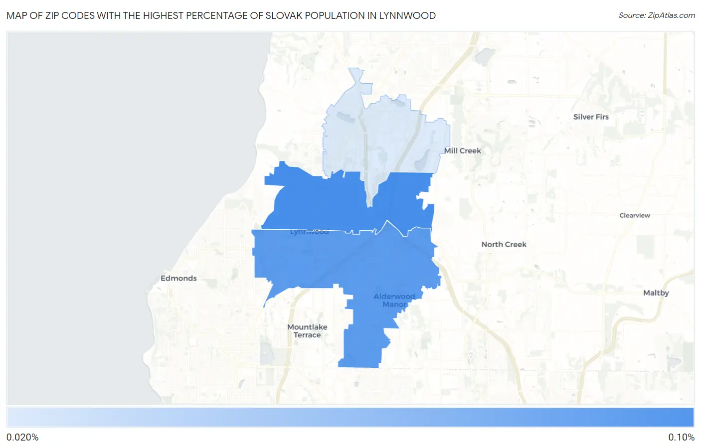 Zip Codes with the Highest Percentage of Slovak Population in Lynnwood Map