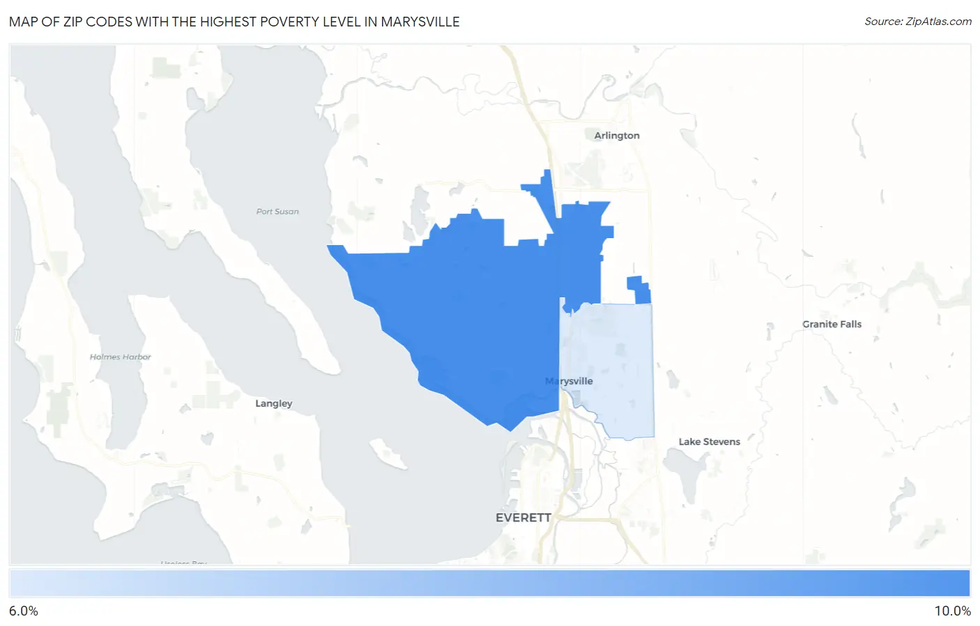 Zip Codes with the Highest Poverty Level in Marysville Map