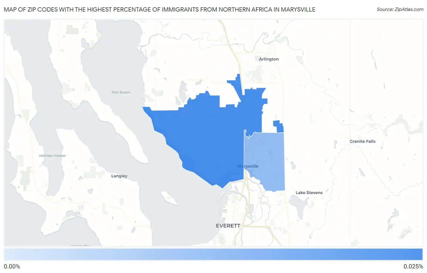 Zip Codes with the Highest Percentage of Immigrants from Northern Africa in Marysville Map