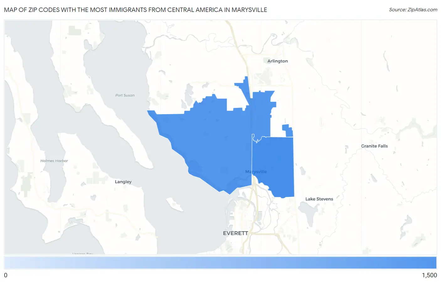 Zip Codes with the Most Immigrants from Central America in Marysville Map