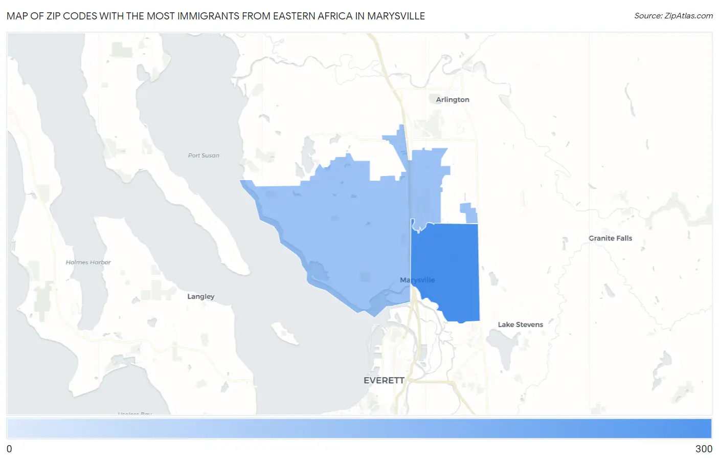 Zip Codes with the Most Immigrants from Eastern Africa in Marysville Map