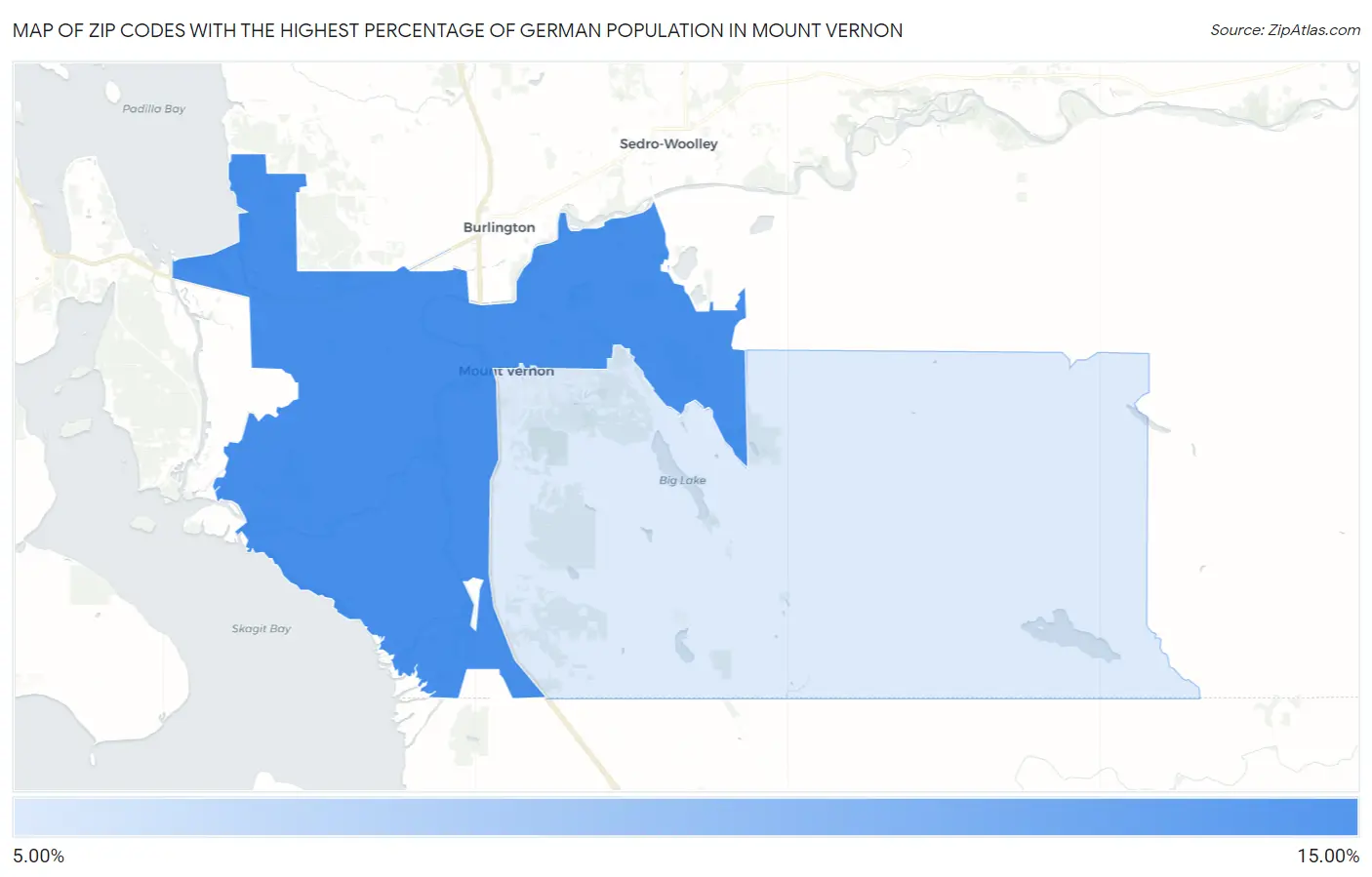 Zip Codes with the Highest Percentage of German Population in Mount Vernon Map