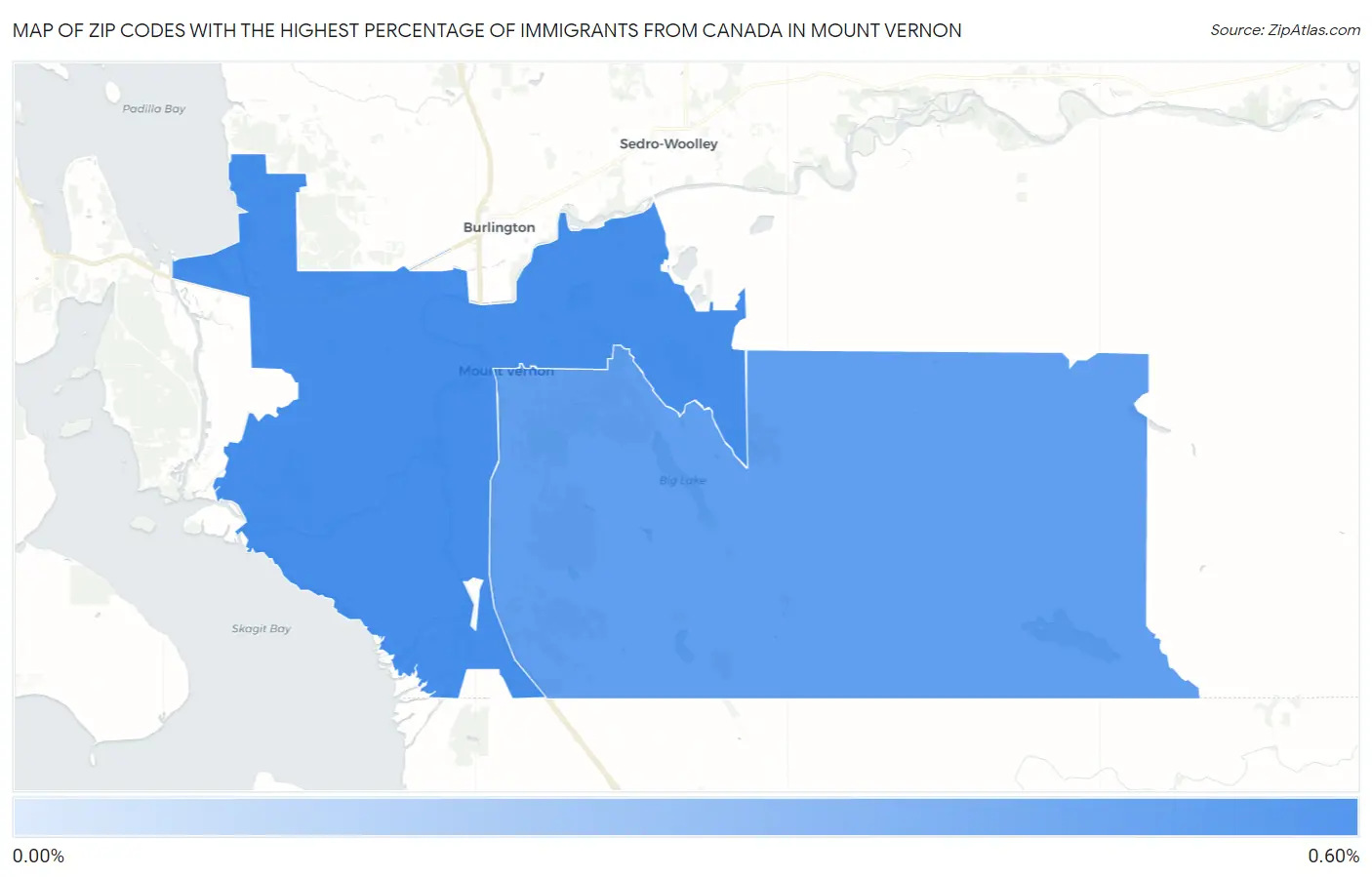 Zip Codes with the Highest Percentage of Immigrants from Canada in Mount Vernon Map