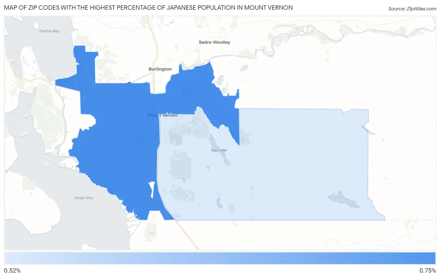 Zip Codes with the Highest Percentage of Japanese Population in Mount Vernon Map