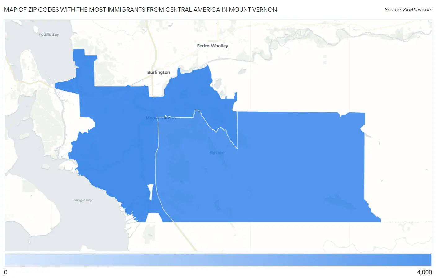 Zip Codes with the Most Immigrants from Central America in Mount Vernon Map