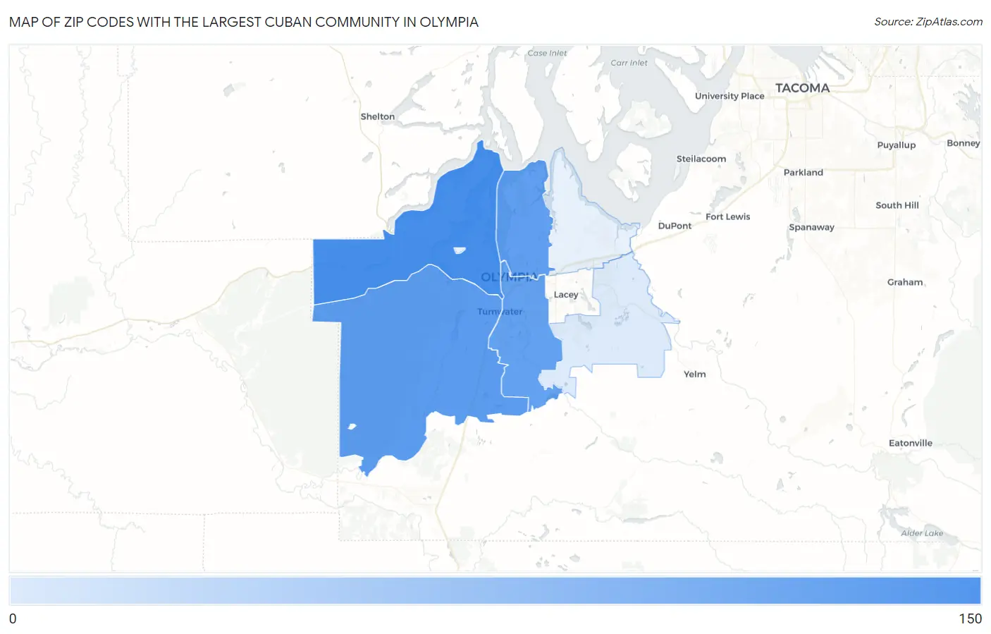 Zip Codes with the Largest Cuban Community in Olympia Map