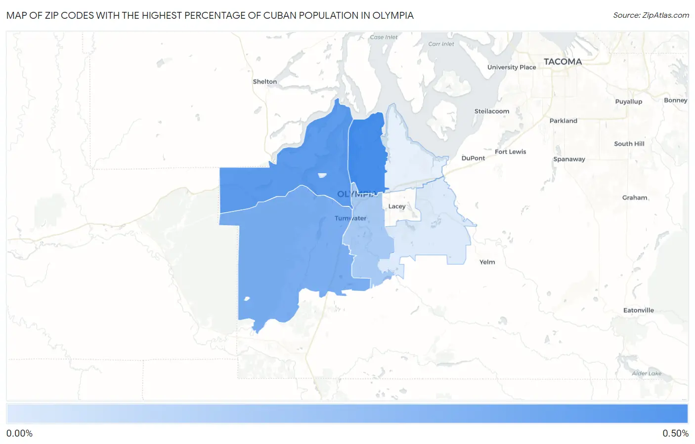 Zip Codes with the Highest Percentage of Cuban Population in Olympia Map