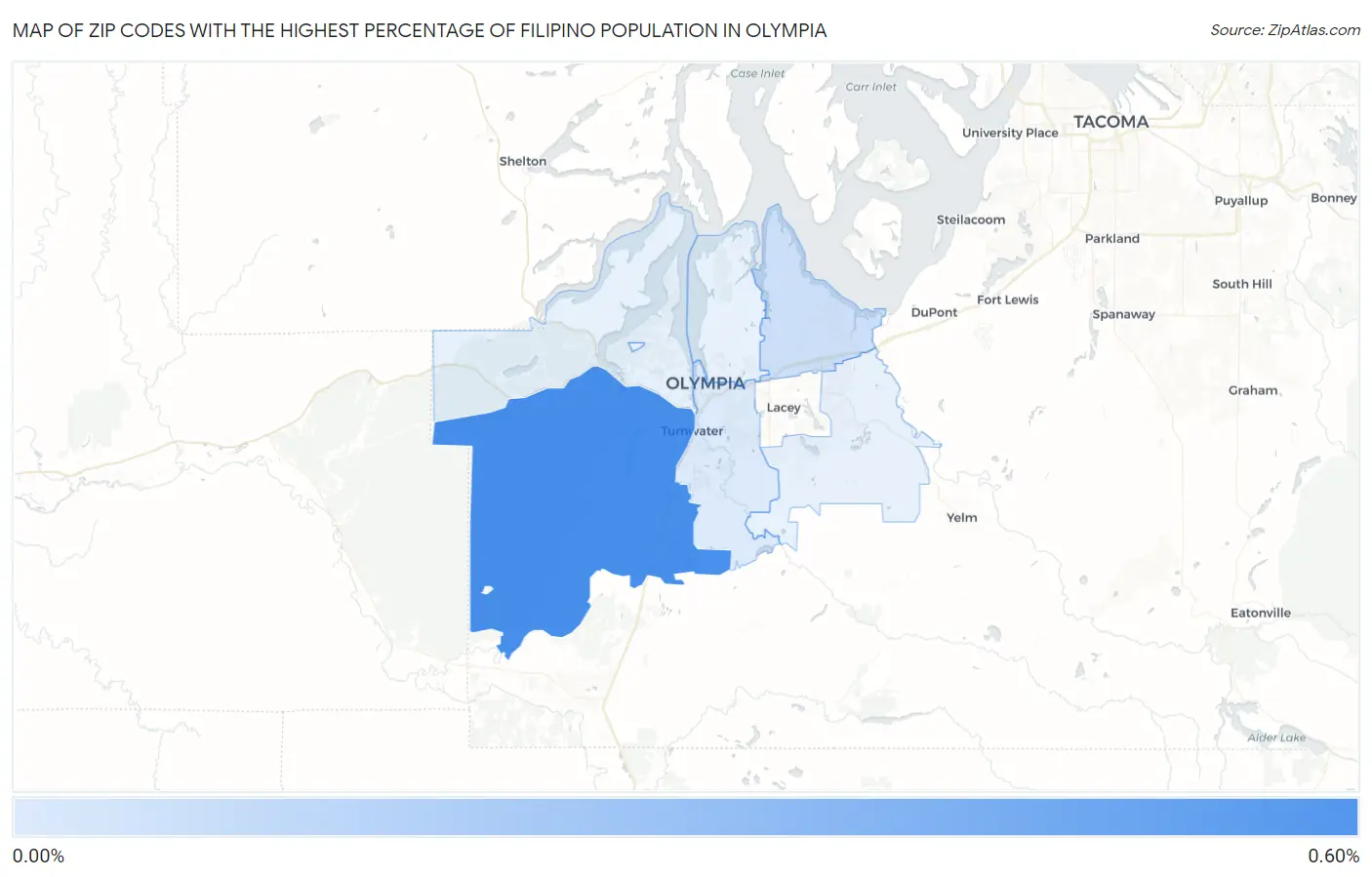Zip Codes with the Highest Percentage of Filipino Population in Olympia Map