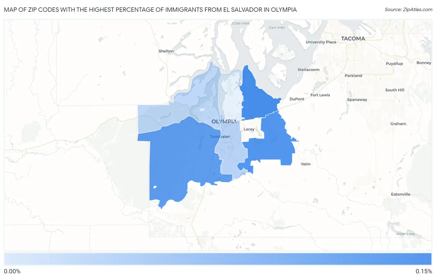 Zip Codes with the Highest Percentage of Immigrants from El Salvador in Olympia Map