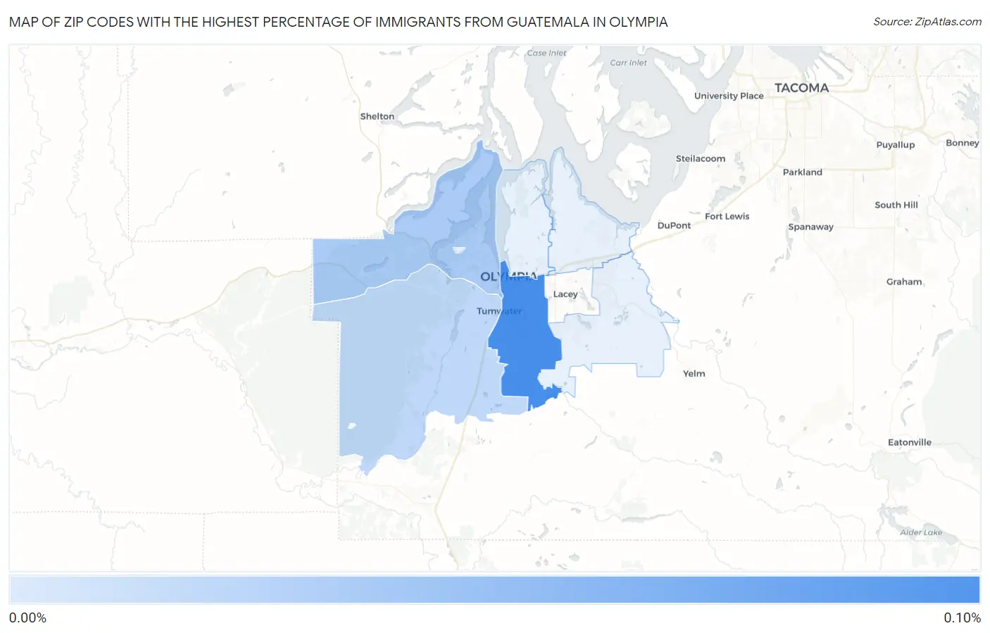Zip Codes with the Highest Percentage of Immigrants from Guatemala in Olympia Map