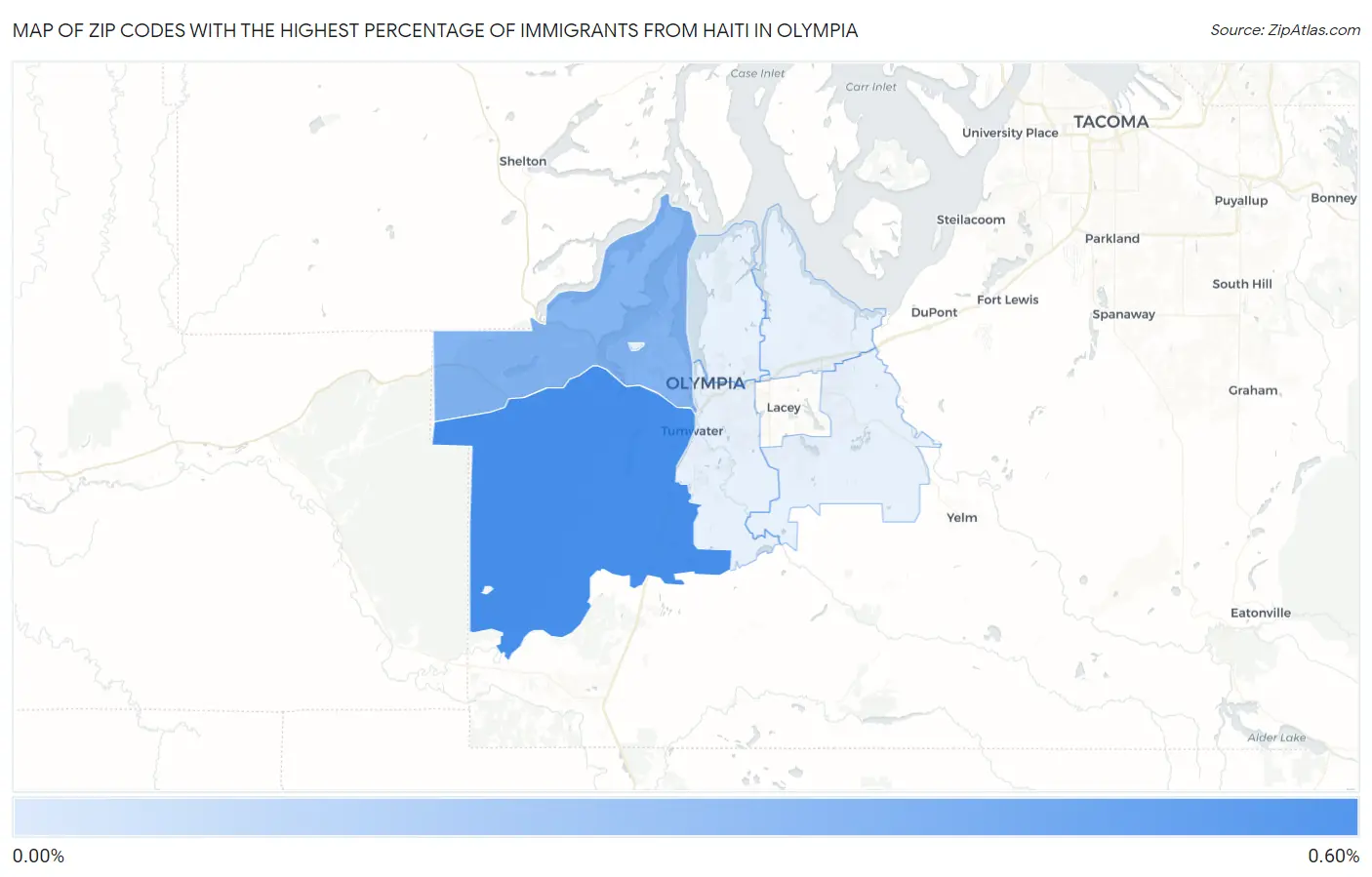 Zip Codes with the Highest Percentage of Immigrants from Haiti in Olympia Map