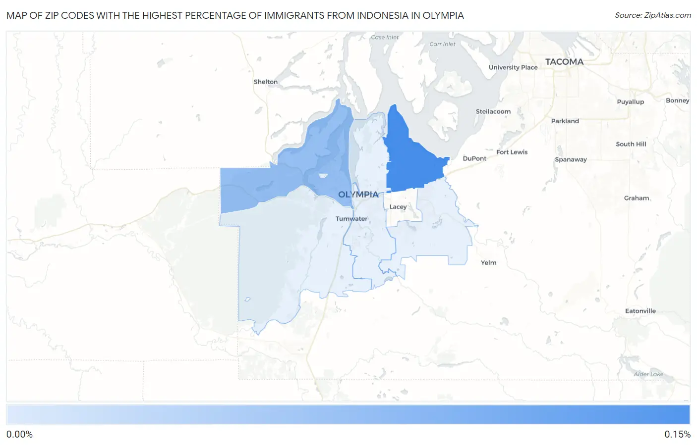 Zip Codes with the Highest Percentage of Immigrants from Indonesia in Olympia Map