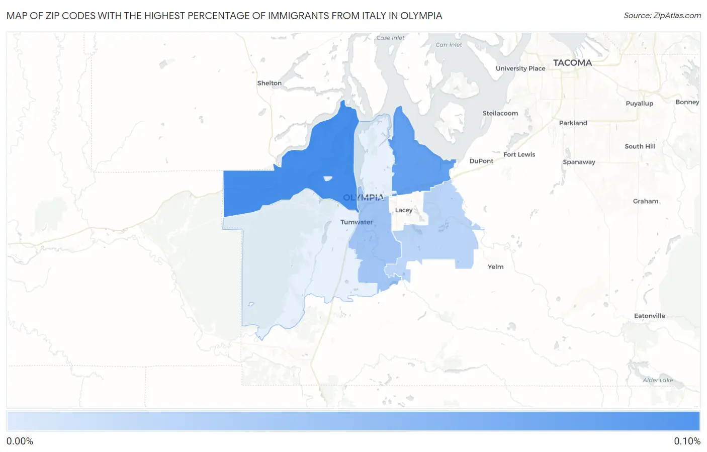 Zip Codes with the Highest Percentage of Immigrants from Italy in Olympia Map