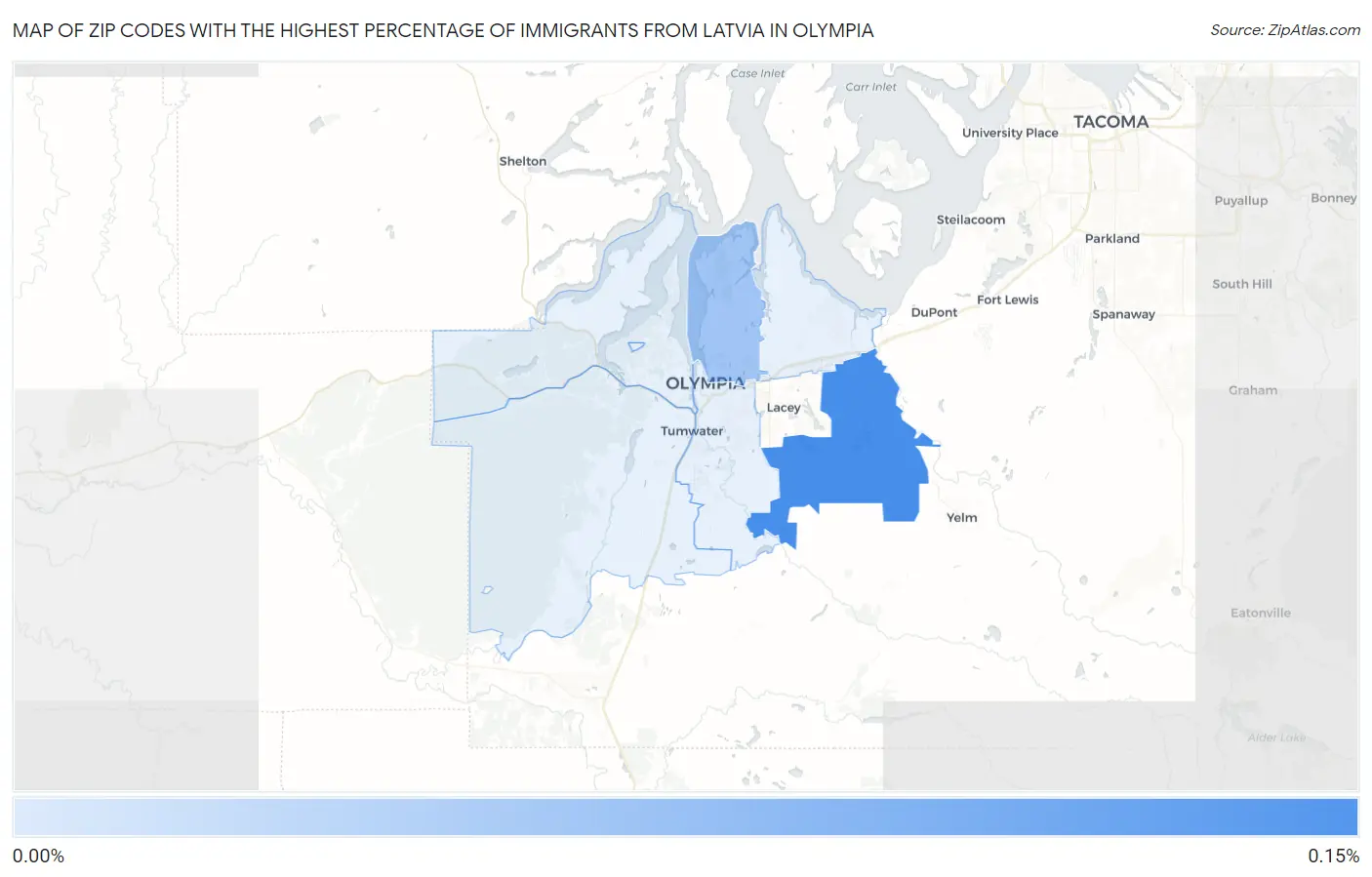 Zip Codes with the Highest Percentage of Immigrants from Latvia in Olympia Map