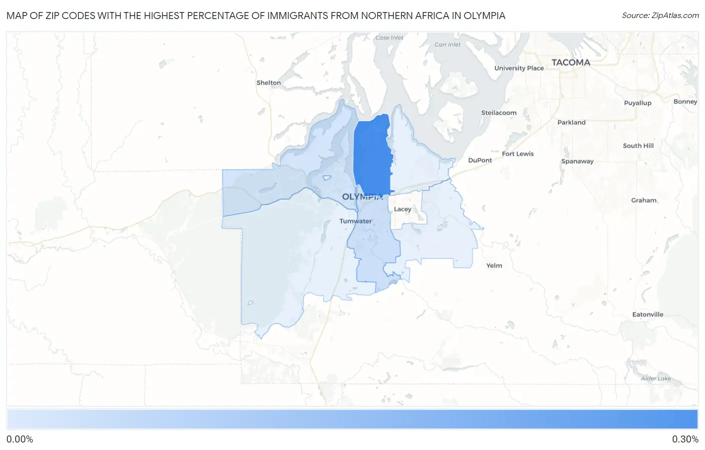 Zip Codes with the Highest Percentage of Immigrants from Northern Africa in Olympia Map