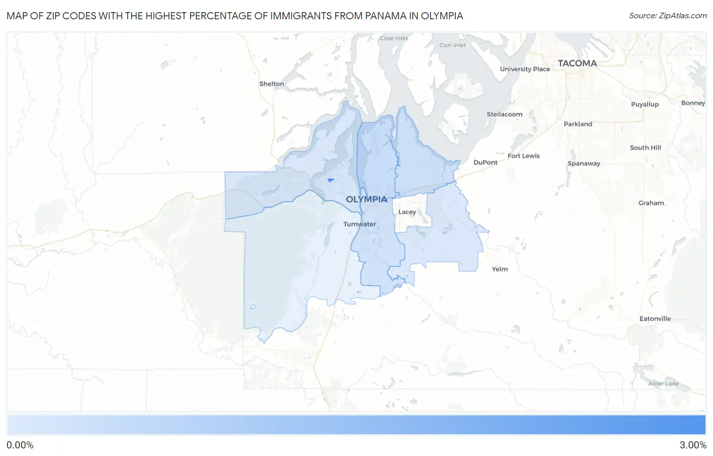 Zip Codes with the Highest Percentage of Immigrants from Panama in Olympia Map