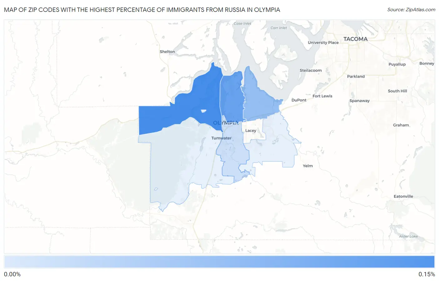 Zip Codes with the Highest Percentage of Immigrants from Russia in Olympia Map