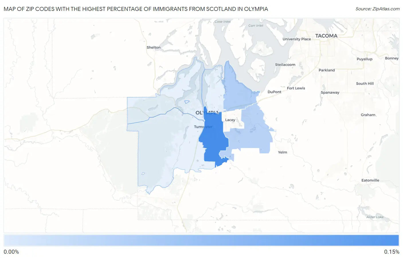 Zip Codes with the Highest Percentage of Immigrants from Scotland in Olympia Map