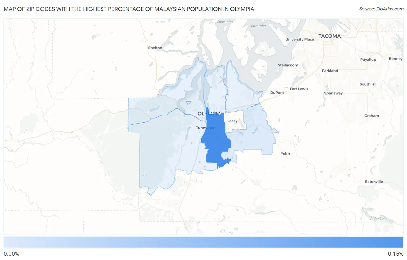 Zip Codes with the Highest Percentage of Malaysian Population in Olympia Map