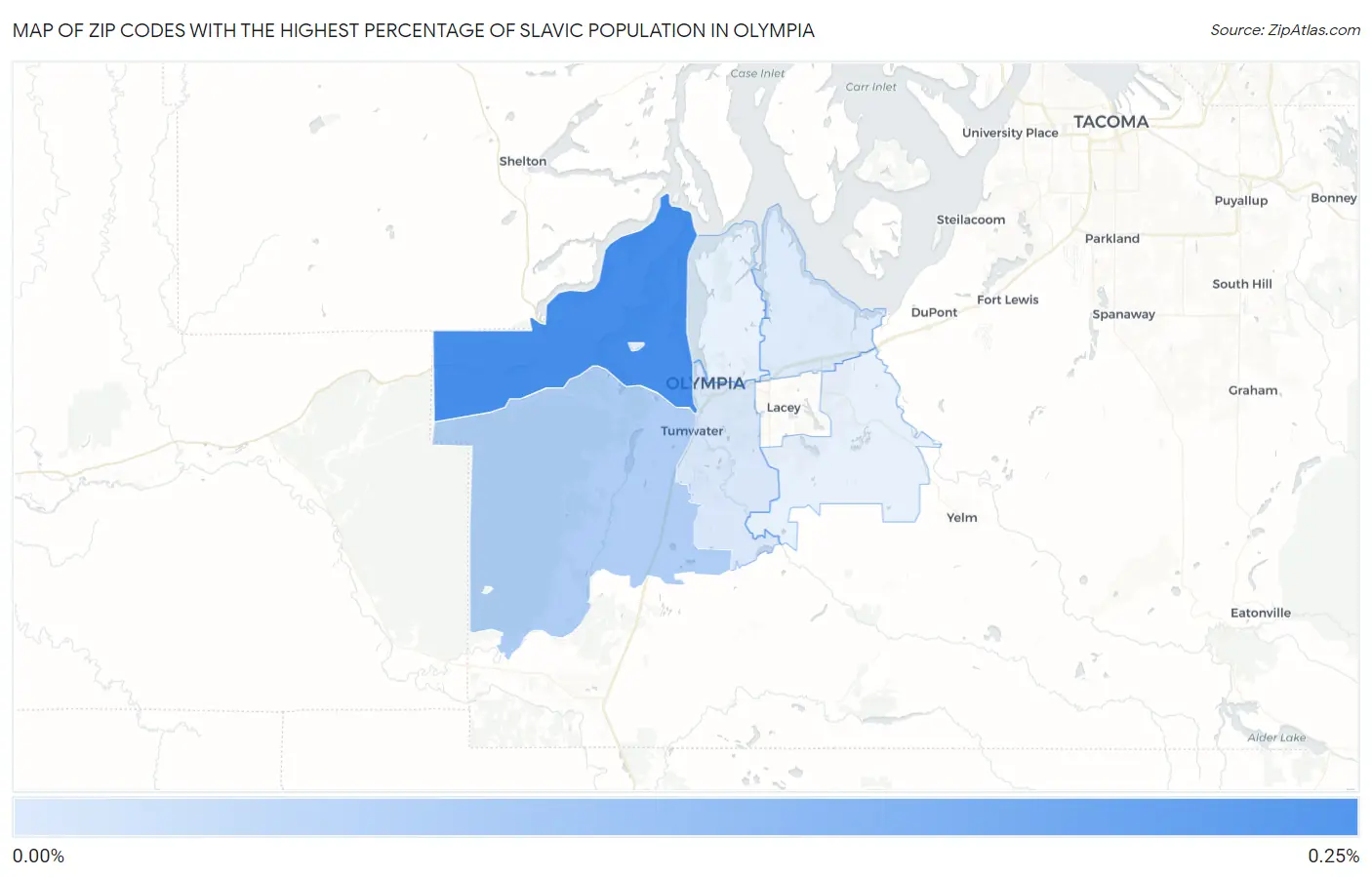 Zip Codes with the Highest Percentage of Slavic Population in Olympia Map