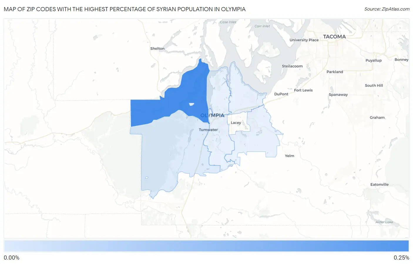 Zip Codes with the Highest Percentage of Syrian Population in Olympia Map