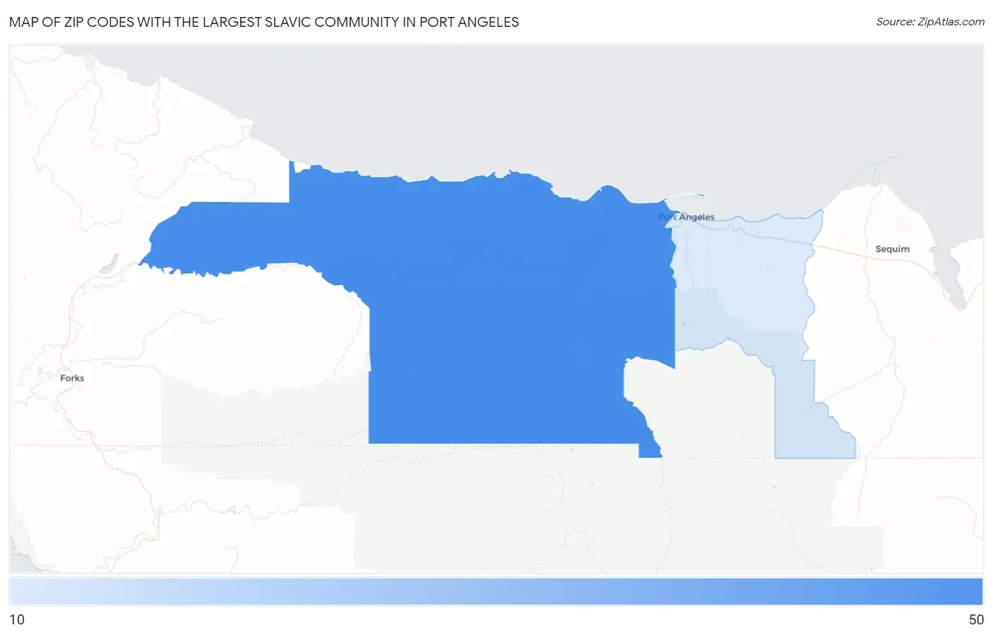 Zip Codes with the Largest Slavic Community in Port Angeles Map