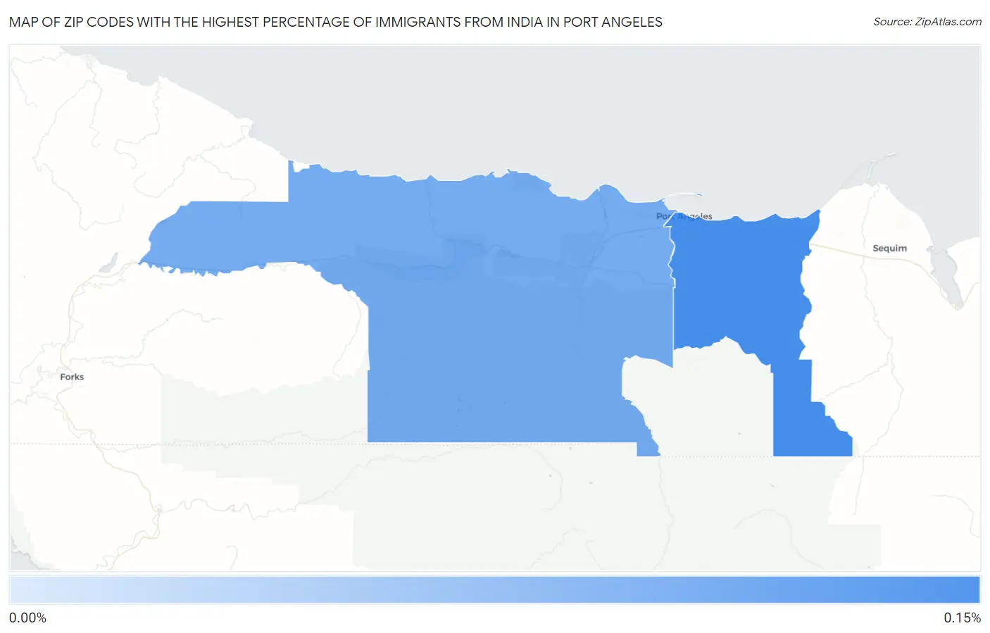 Zip Codes with the Highest Percentage of Immigrants from India in Port Angeles Map