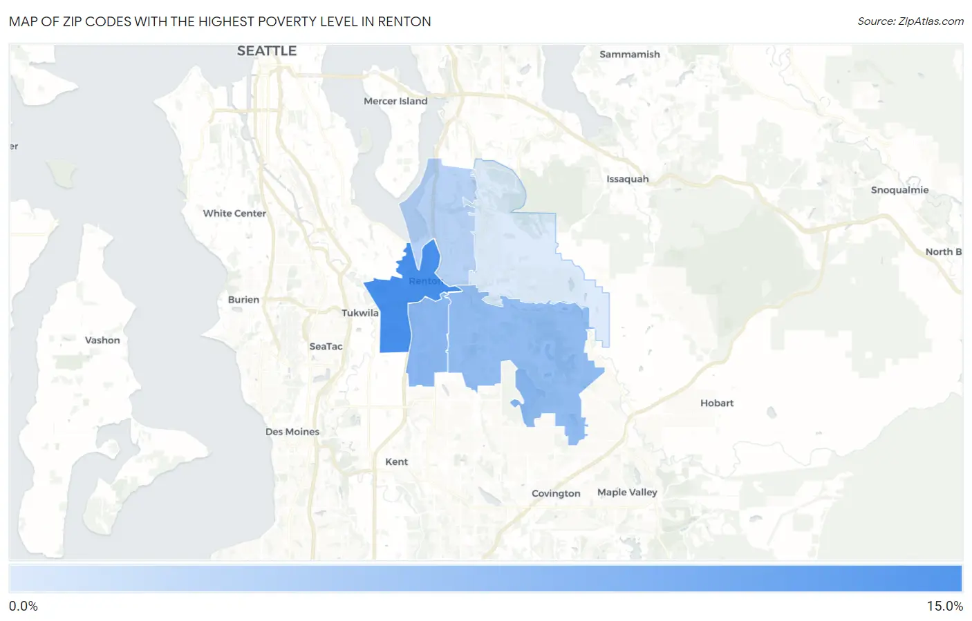 Zip Codes with the Highest Poverty Level in Renton Map