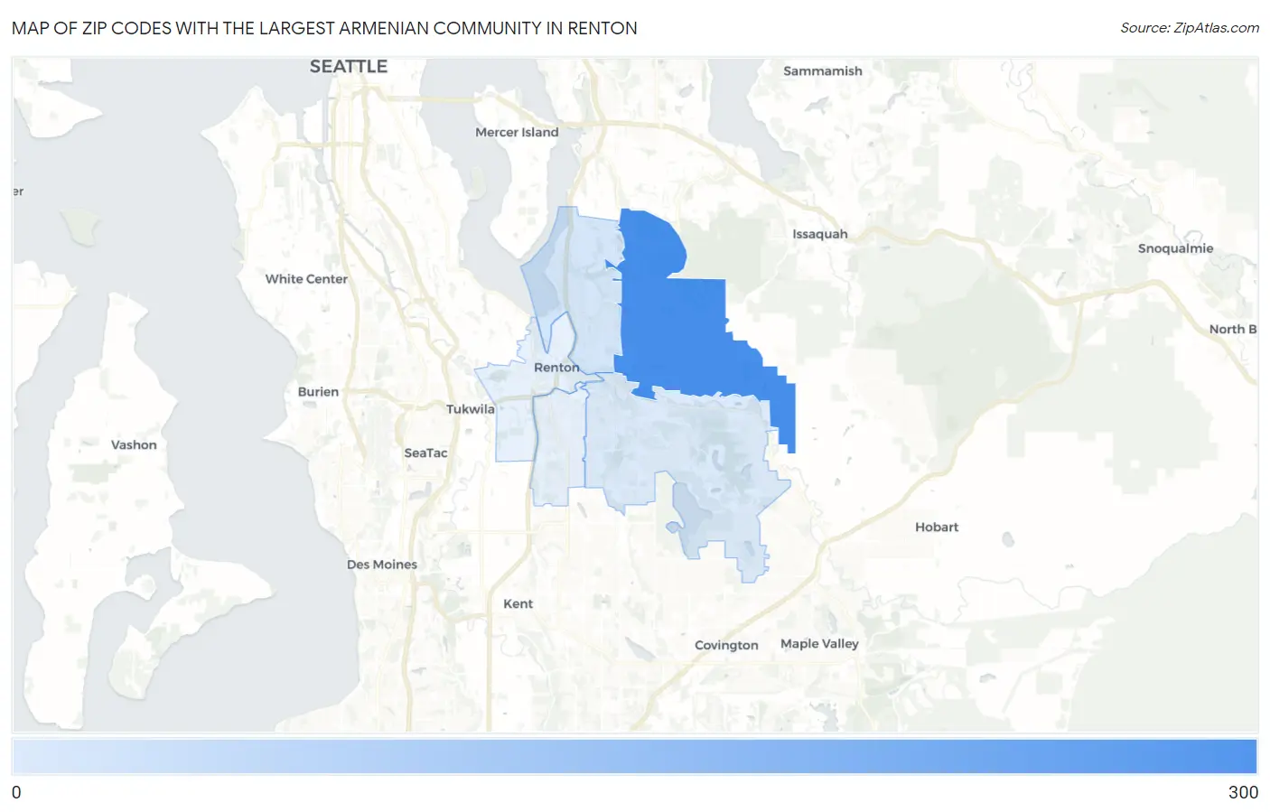 Zip Codes with the Largest Armenian Community in Renton Map