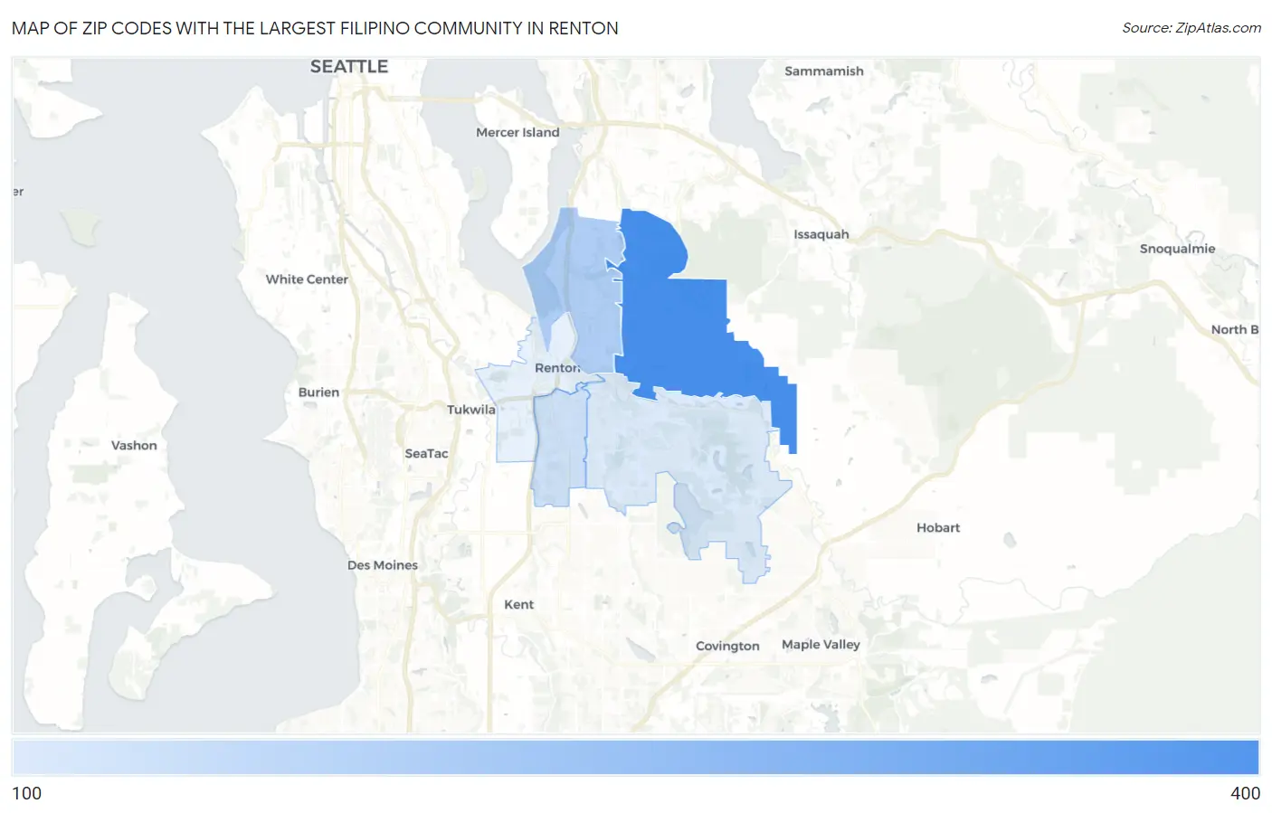 Zip Codes with the Largest Filipino Community in Renton Map