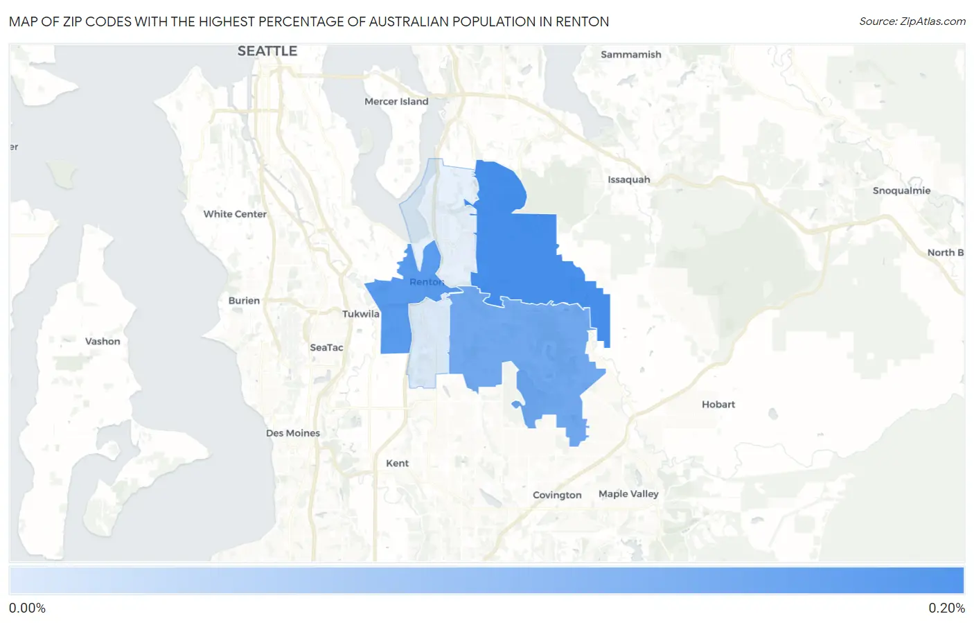 Zip Codes with the Highest Percentage of Australian Population in Renton Map