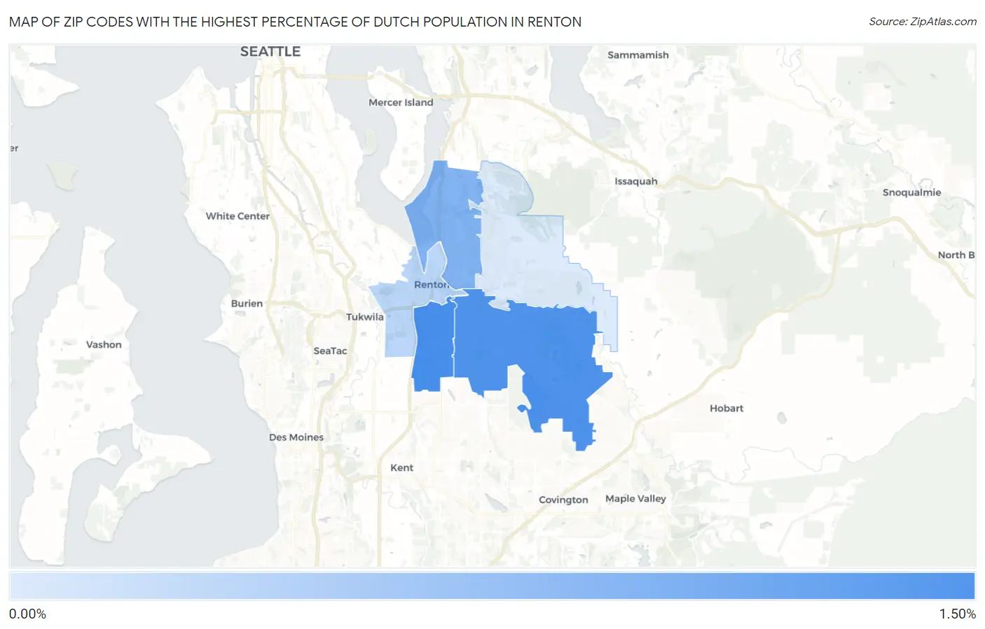 Zip Codes with the Highest Percentage of Dutch Population in Renton Map