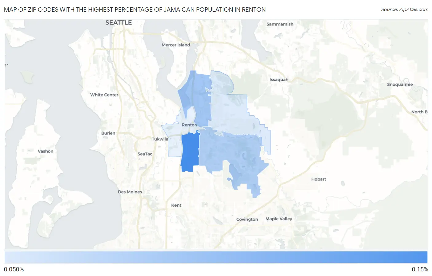 Zip Codes with the Highest Percentage of Jamaican Population in Renton Map