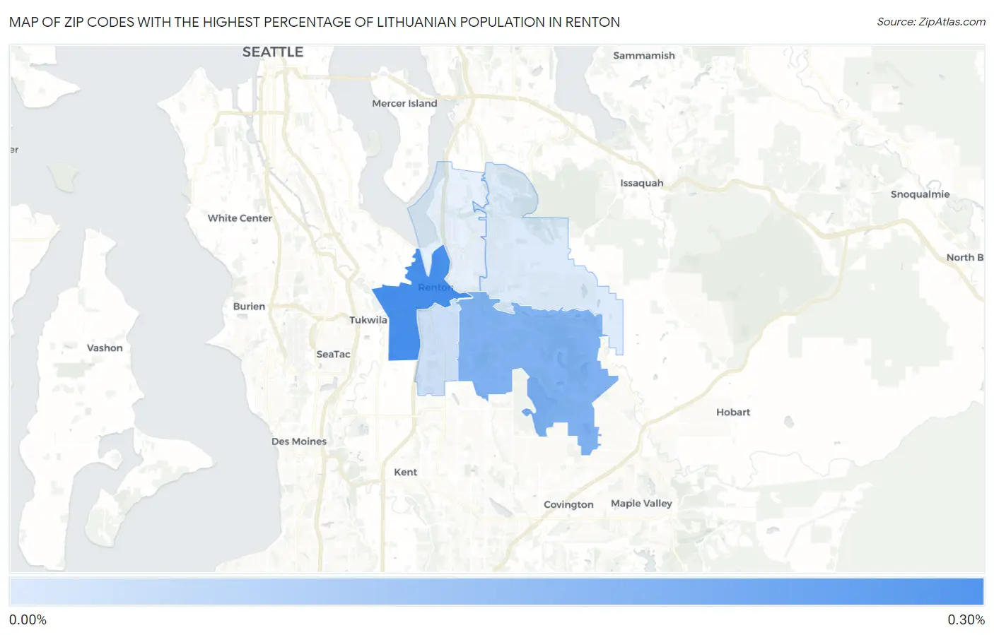 Zip Codes with the Highest Percentage of Lithuanian Population in Renton Map
