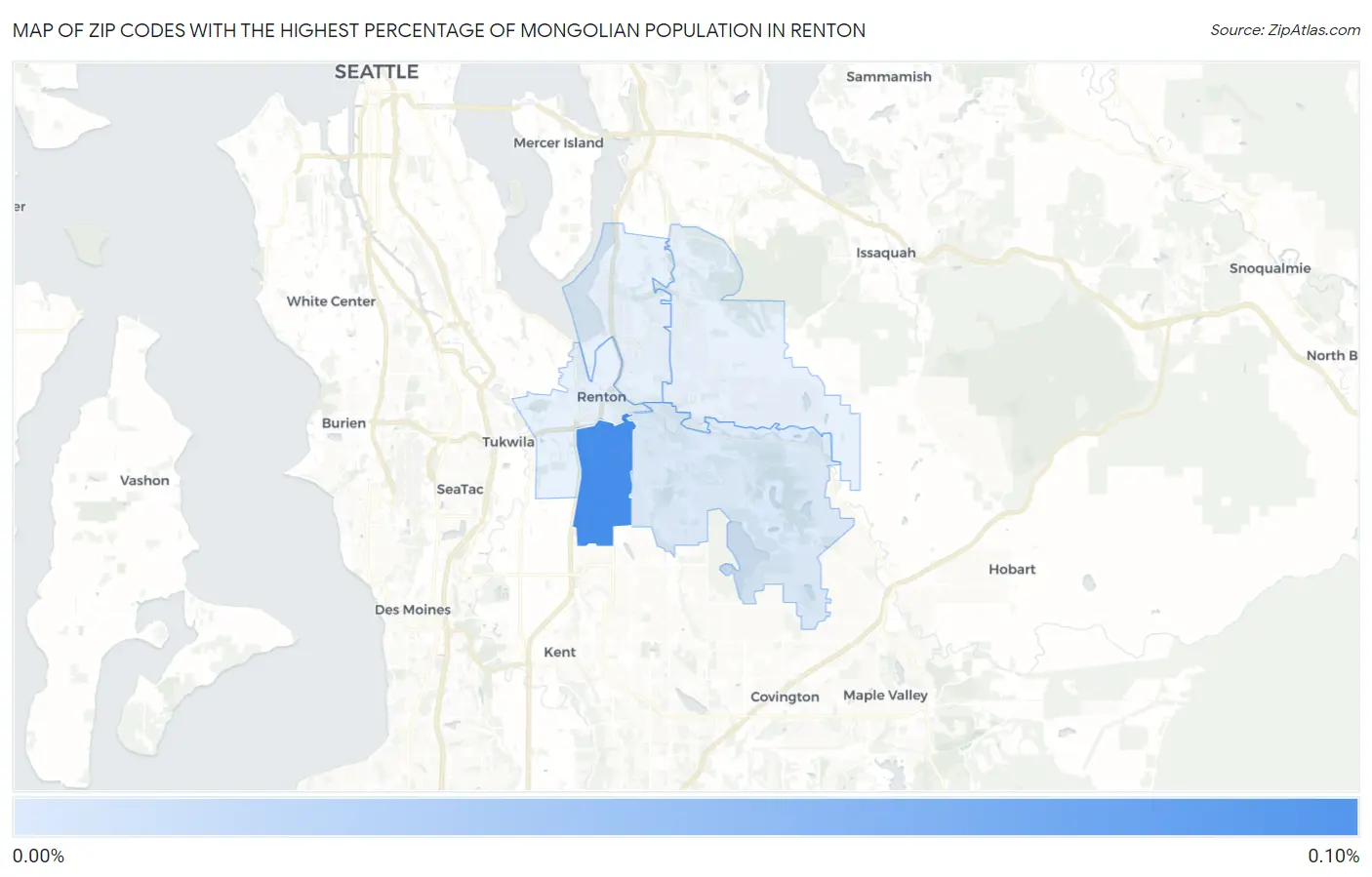 Zip Codes with the Highest Percentage of Mongolian Population in Renton Map