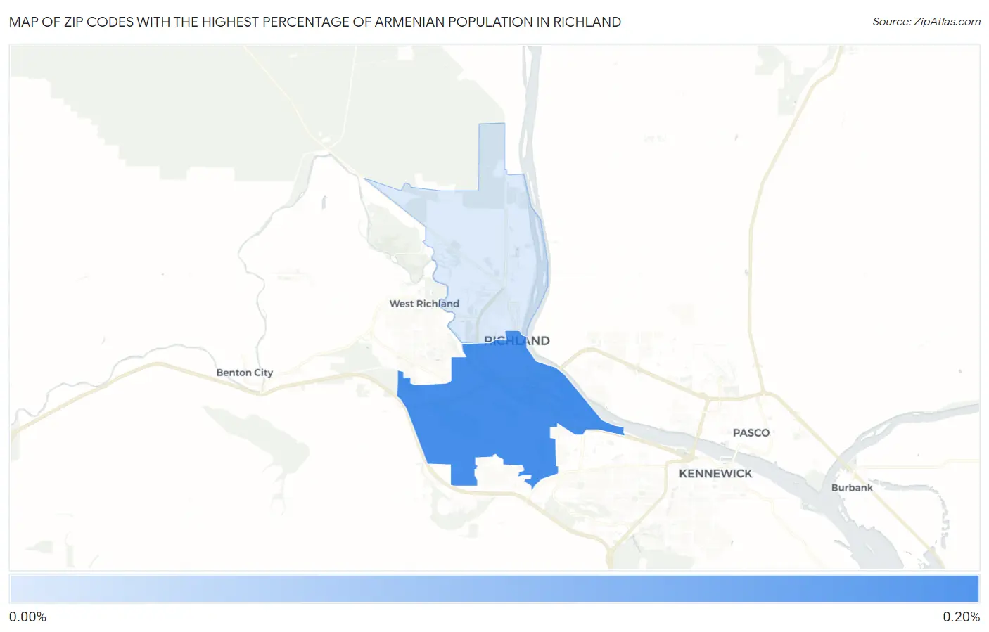 Zip Codes with the Highest Percentage of Armenian Population in Richland Map
