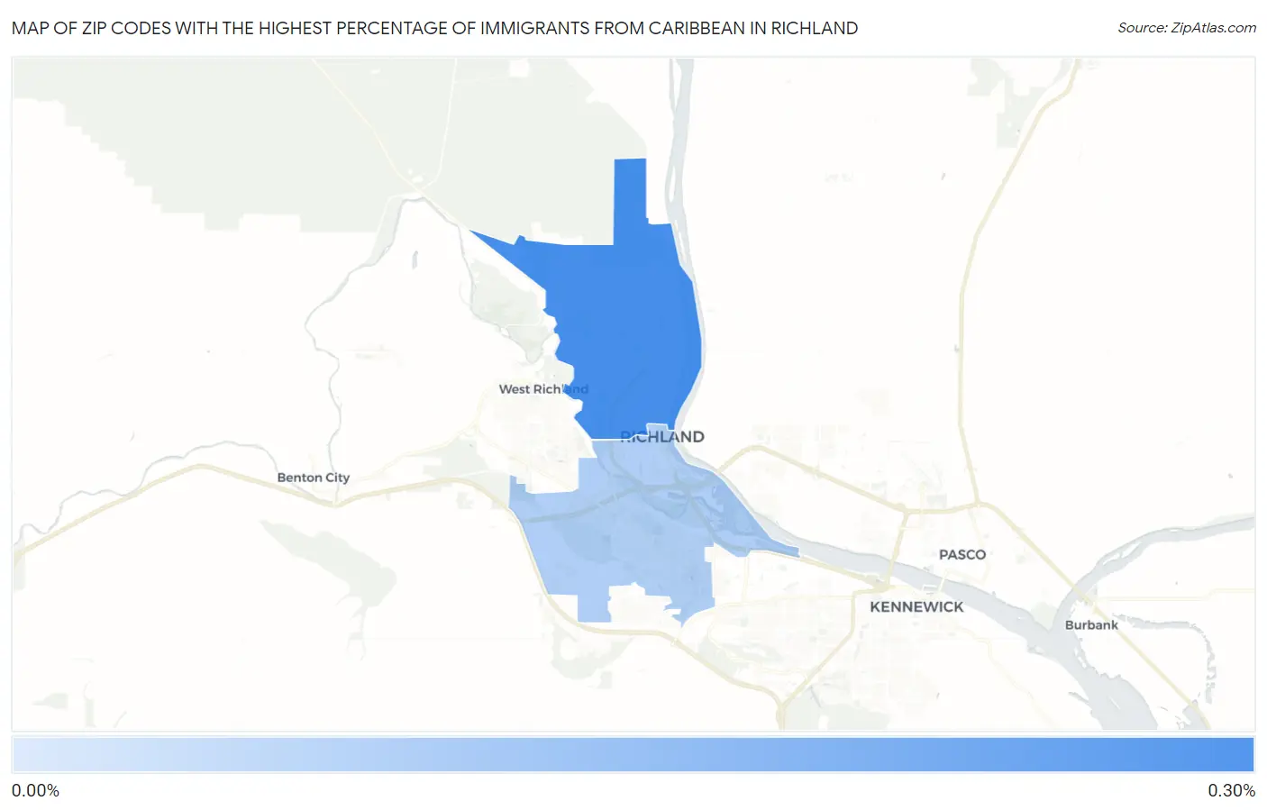 Zip Codes with the Highest Percentage of Immigrants from Caribbean in Richland Map