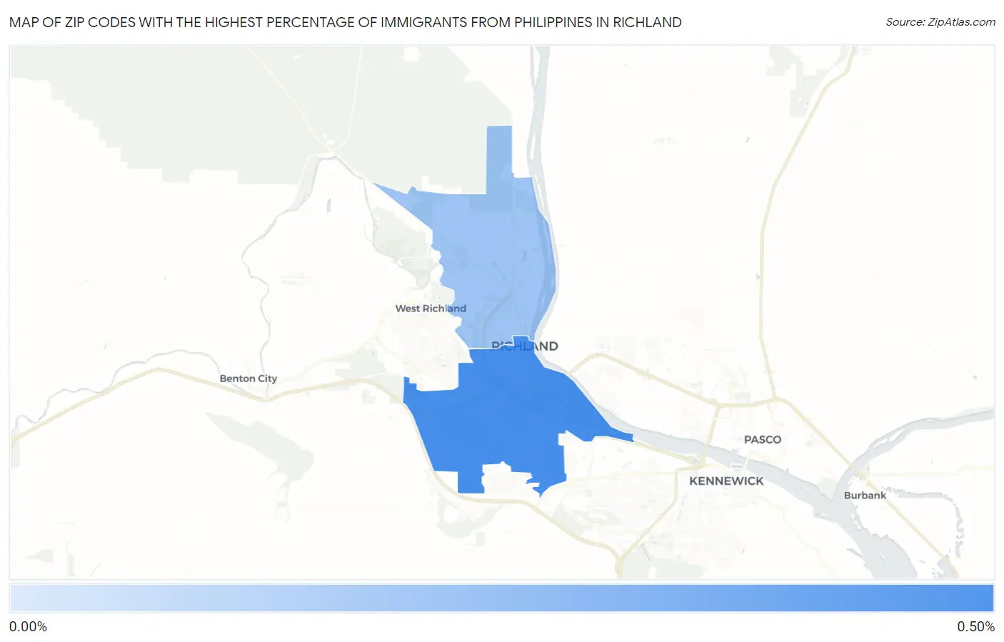 Zip Codes with the Highest Percentage of Immigrants from Philippines in Richland Map