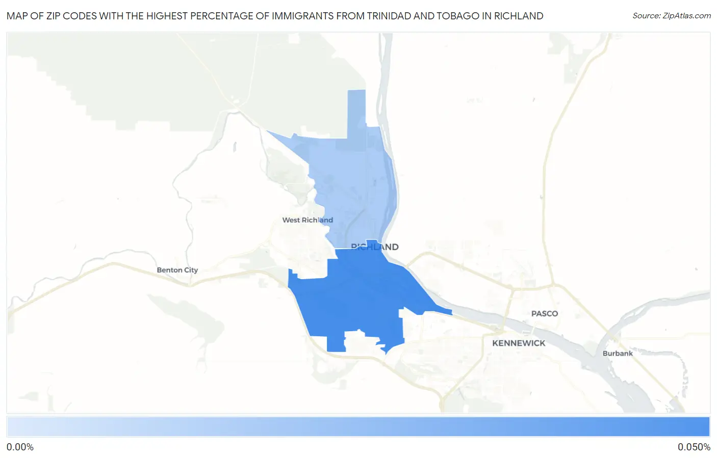 Zip Codes with the Highest Percentage of Immigrants from Trinidad and Tobago in Richland Map