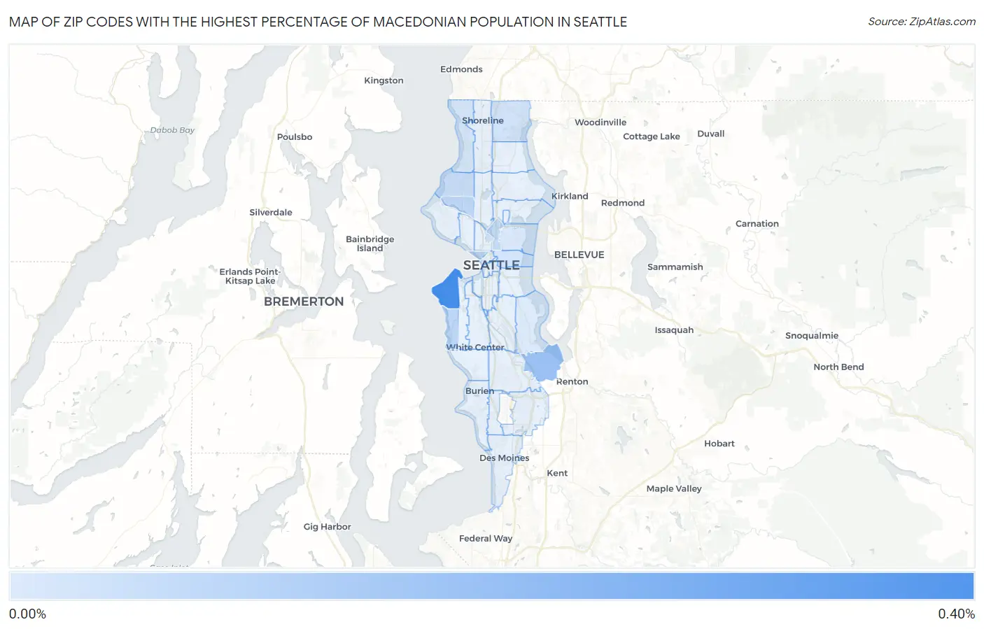 Zip Codes with the Highest Percentage of Macedonian Population in Seattle Map