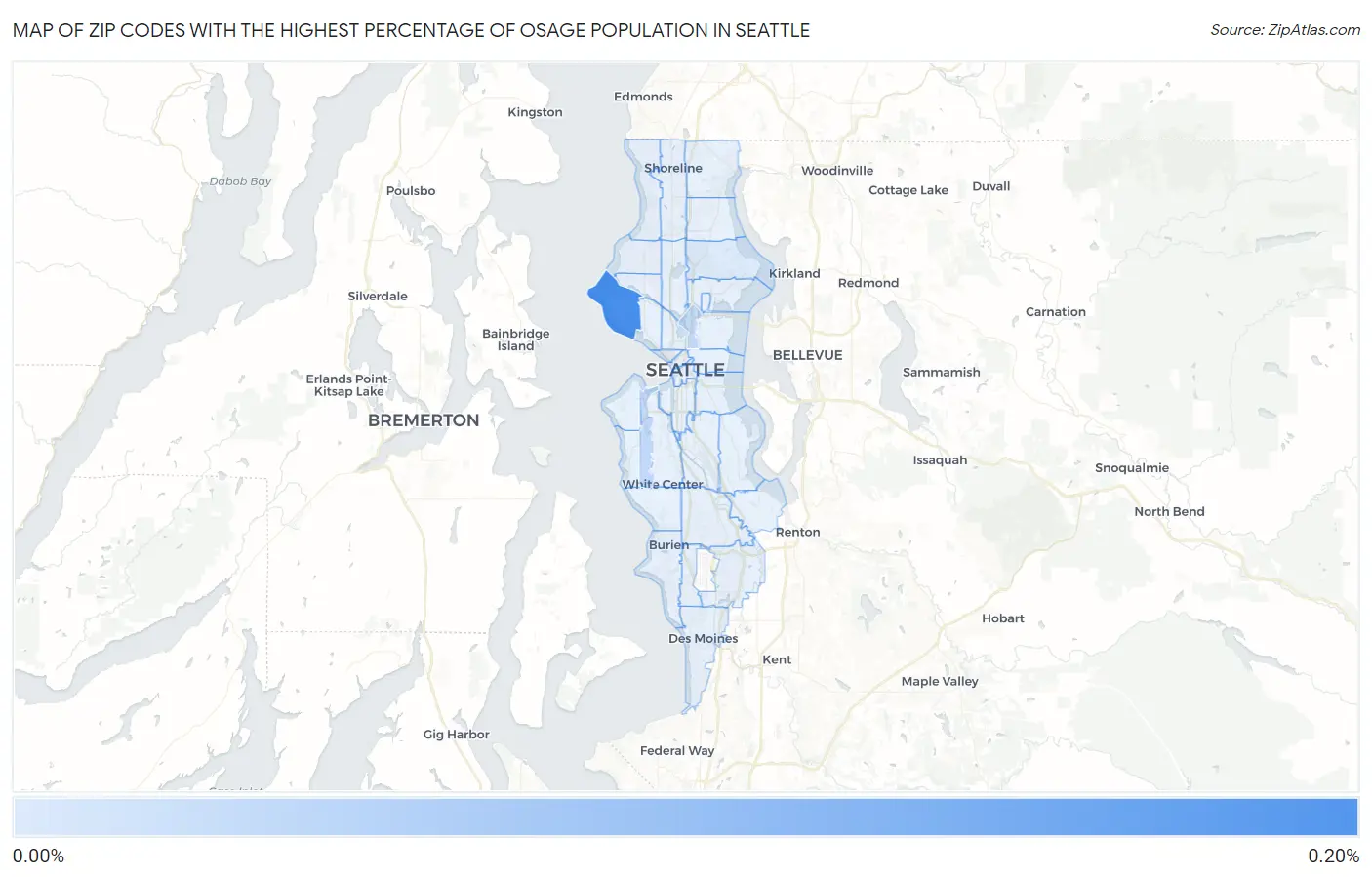 Zip Codes with the Highest Percentage of Osage Population in Seattle Map