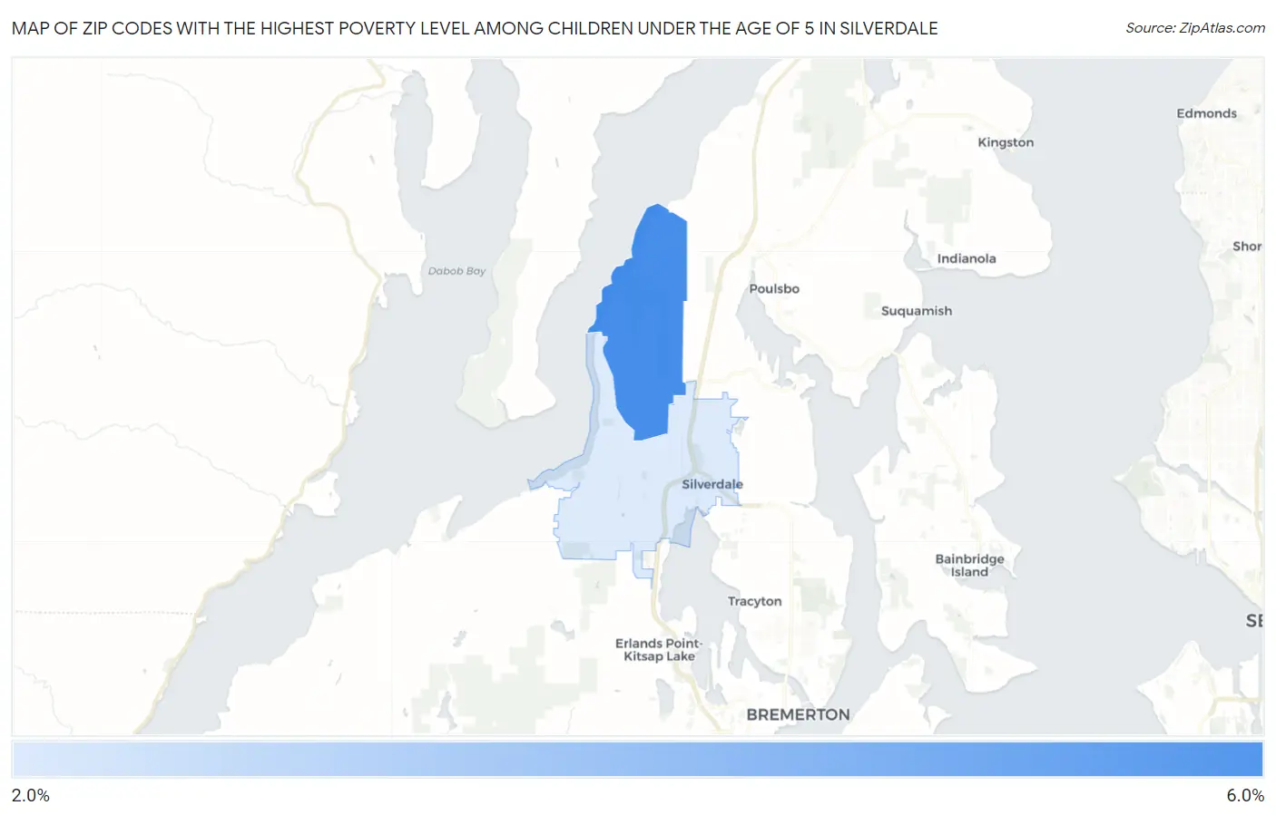 Zip Codes with the Highest Poverty Level Among Children Under the Age of 5 in Silverdale Map