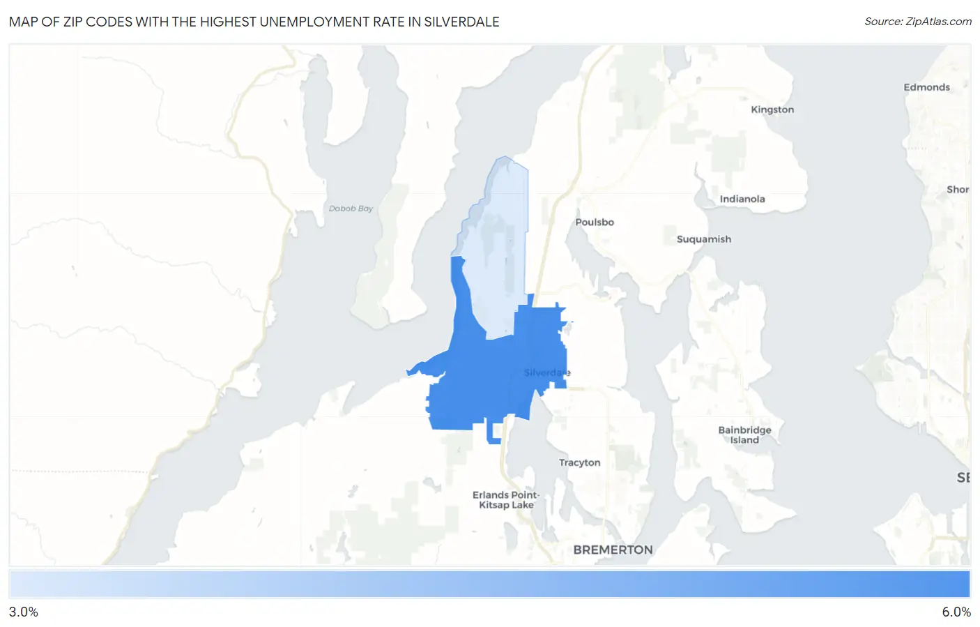 Zip Codes with the Highest Unemployment Rate in Silverdale Map