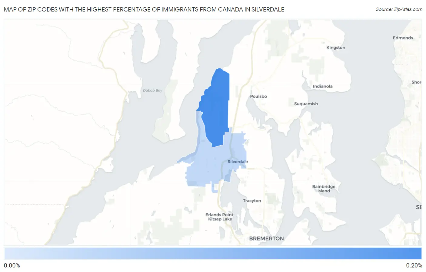 Zip Codes with the Highest Percentage of Immigrants from Canada in Silverdale Map