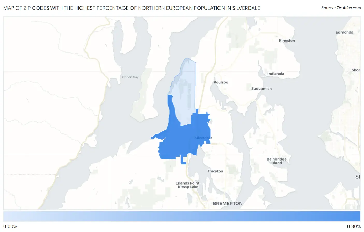 Zip Codes with the Highest Percentage of Northern European Population in Silverdale Map