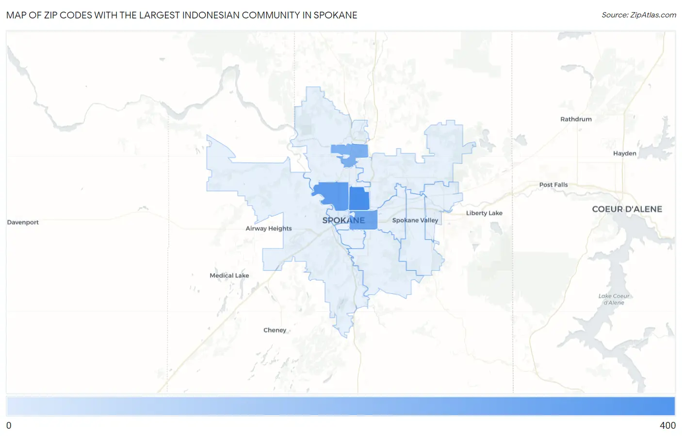 Zip Codes with the Largest Indonesian Community in Spokane Map